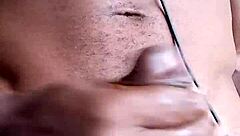 Stroking bbc cum ends up on the floor