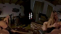 In dark room VR, blonde fucks away her problems forever