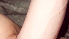 My amateur girlfriend experiments with huge dildo