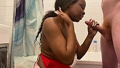 Black Ebony Girl Gags On Huge Monster White Cock!