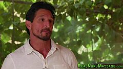 Teen masseuse gets her pussy banged and covered in cum during nuru massage. Watch the high definition group action unfold