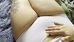 my latina girlfriend shows her white panties and cameltoe