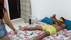 my stepsister gives incredible birthday surprise alone in room, covers eyes while undressing part 1