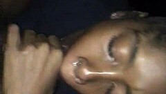 The black monster cock receives an intense blowjob