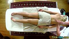 beautiful blonde babe with tattoo gets high definition massage