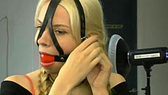 Bound In Ball Gag Harness!