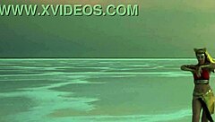 Mature amateurs dancing under pink sky