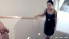 Serious romantic blowjob with brunette sucking and cumshot