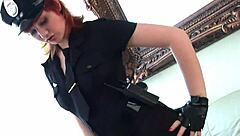 Wow! Arrest This Naughty Redhead Babe In Lingerie Masturbating Solo!