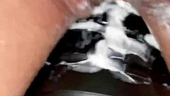 Closeup of deep anal insertion with toy