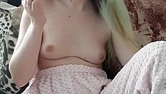 Stepmother indulges in smoking while not wearing a bra
