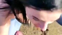 Oh God, She's Sucking His Cock And Nuts Right On The Roadside!