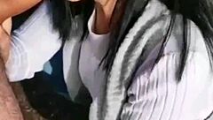 Oh God, She's Sucking His Cock And Nuts Right On The Roadside!