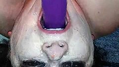 Ms TL's wild throat training session with a dildo