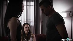 Voluptuous stepmom indulges teen in taboo threesome
