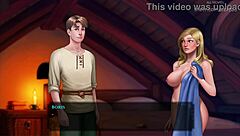 Wow! Blonde with huge boobs shoves wooden dildo in shaved pussy