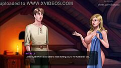 Wow! Blonde with huge boobs shoves wooden dildo in shaved pussy