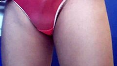 Wearing lingerie and fondling in cousin's underwear