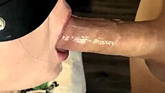 Intense oral pleasure builds as she deepthroats his cock for a cumshot climax