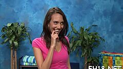 teen babe chats about oiled massage sex in pool 😍