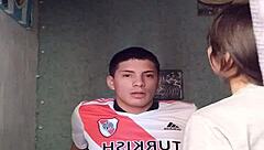 Latina Amateur Masturbates Soccer Player's Monster Cock Before Swallowing Cum in Her Mouth