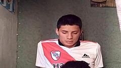 Latina Amateur Masturbates Soccer Player's Monster Cock Before Swallowing Cum in Her Mouth