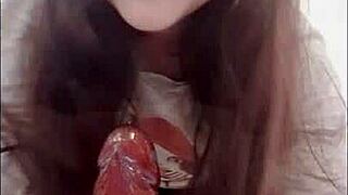 I love sucking dildo and cumming hard - Hana Lily