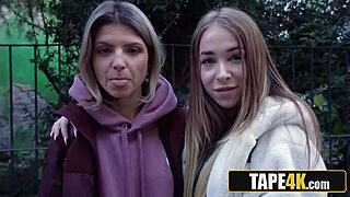 Bella lesbica magra Gina Gerson scopata per soldi.