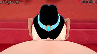 Princ Jasmine ดูดควยแบบ POV แสดงหน้าอกใหญ่ในฉากอนิเมะ