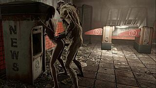 FO4-brunett blir knullet hardt i undergrunnsruiner